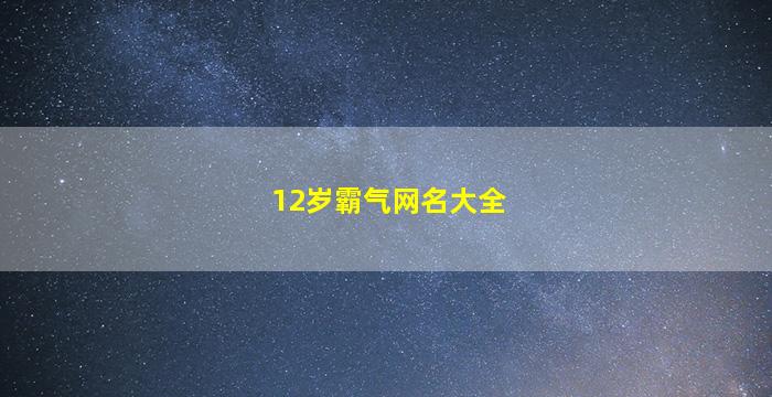 12岁霸气网名大全