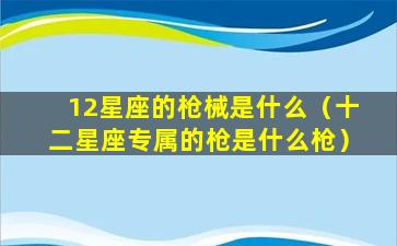 12星座的枪械是什么（十二星座专属的枪是什么枪）