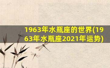 1963年水瓶座的世界(1963年水瓶座2021年运势)