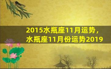 2015水瓶座11月运势，水瓶座11月份运势2019