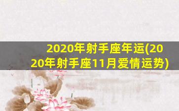 2020年射手座年运(2020年射手座11月爱情运势)