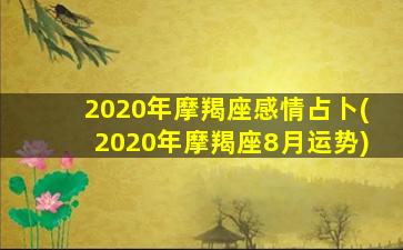 2020年摩羯座感情占卜(2020年摩羯座8月运势)