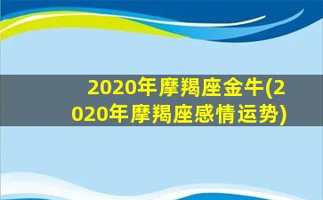 2020年摩羯座金牛(2020年摩羯座感情运势)