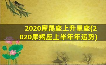 2020摩羯座上升星座(2020摩羯座上半年年运势)