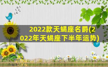 2022款天蝎座名爵(2022年天蝎座下半年运势)