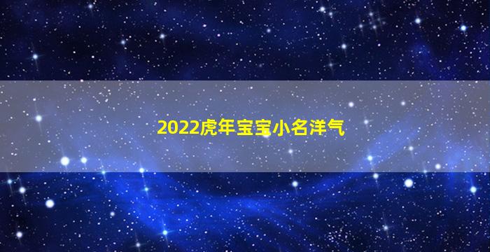 2022虎年宝宝小名洋气