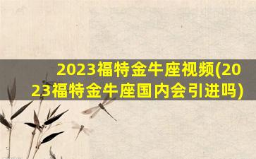 2023福特金牛座视频(2023福特金牛座国内会引进吗)