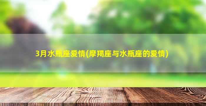 3月水瓶座爱情(摩羯座与水瓶座的爱情)