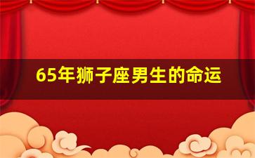 65年狮子座男生的命运