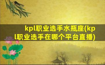 kpl职业选手水瓶座(kpl职业选手在哪个平台直播)