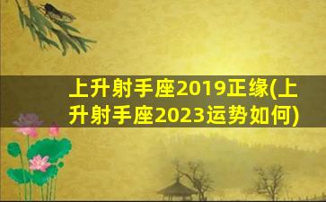 上升射手座2019正缘(上升射手座2023运势如何)