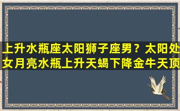 上升水瓶座太阳狮子座男？太阳处女月亮水瓶上升天蝎下降金牛天顶狮子天底水瓶的b型血男人是什么性格