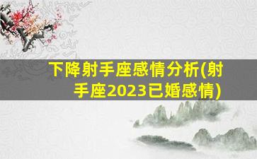 下降射手座感情分析(射手座2023已婚感情)