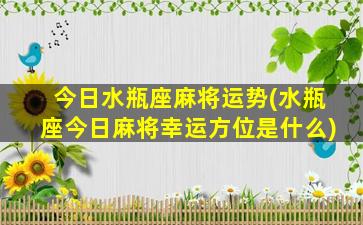 今日水瓶座麻将运势(水瓶座今日麻将幸运方位是什么)