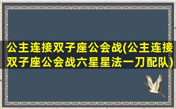 公主连接双子座公会战(公主连接双子座公会战六星星法一刀配队)