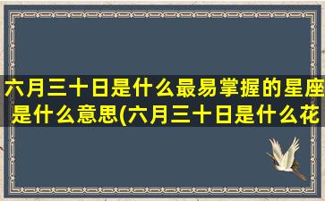 六月三十日是什么最易掌握的星座是什么意思(六月三十日是什么花)