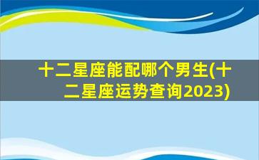 十二星座能配哪个男生(十二星座运势查询2023)