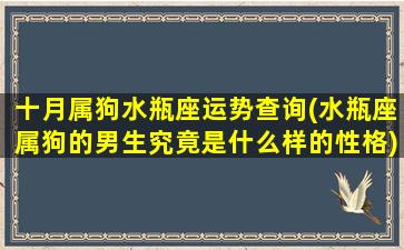 十月属狗水瓶座运势查询(水瓶座属狗的男生究竟是什么样的性格)