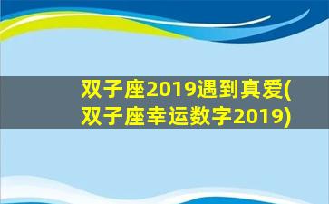 双子座2019遇到真爱(双子座幸运数字2019)