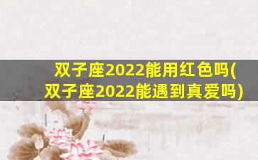 双子座2022能用红色吗(双子座2022能遇到真爱吗)