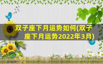 双子座下月运势如何(双子座下月运势2022年3月)