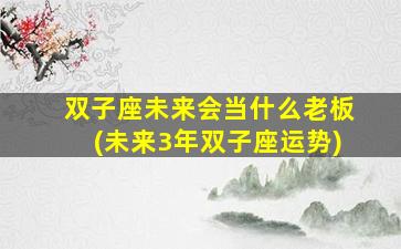 双子座未来会当什么老板(未来3年双子座运势)