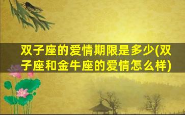 双子座的爱情期限是多少(双子座和金牛座的爱情怎么样)