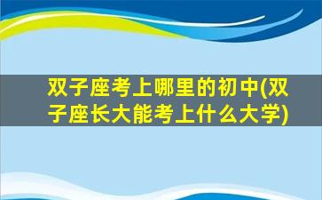 双子座考上哪里的初中(双子座长大能考上什么大学)