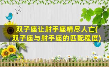 双子座让射手座精尽人亡(双子座与射手座的匹配程度)