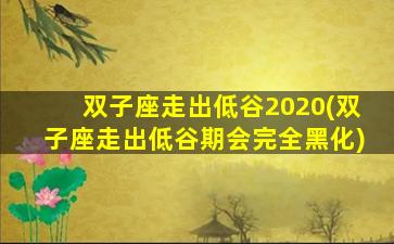 双子座走出低谷2020(双子座走出低谷期会完全黑化)