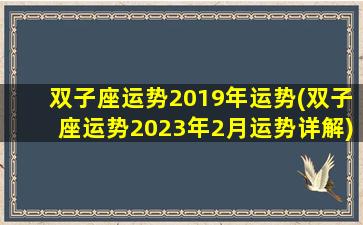 双子座运势2019年运势(双子座运势2023年2月运势详解)