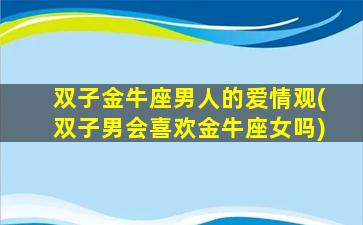 双子金牛座男人的爱情观(双子男会喜欢金牛座女吗)