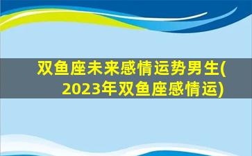 双鱼座未来感情运势男生(2023年双鱼座感情运)