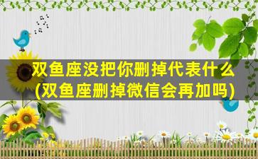 双鱼座没把你删掉代表什么(双鱼座删掉微信会再加吗)