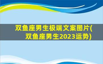 双鱼座男生极端文案图片(双鱼座男生2023运势)