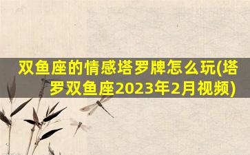 双鱼座的情感塔罗牌怎么玩(塔罗双鱼座2023年2月视频)