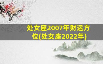 处女座2007年财运方位(处女座2022年)