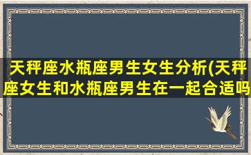 天秤座水瓶座男生女生分析(天秤座女生和水瓶座男生在一起合适吗)