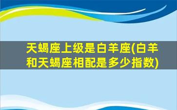 天蝎座上级是白羊座(白羊和天蝎座相配是多少指数)