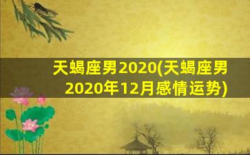 天蝎座男2020(天蝎座男2020年12月感情运势)