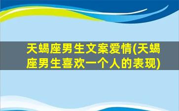 天蝎座男生文案爱情(天蝎座男生喜欢一个人的表现)