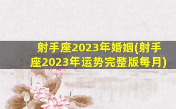 射手座2023年婚姻(射手座2023年运势完整版每月)