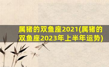 属猪的双鱼座2021(属猪的双鱼座2023年上半年运势)