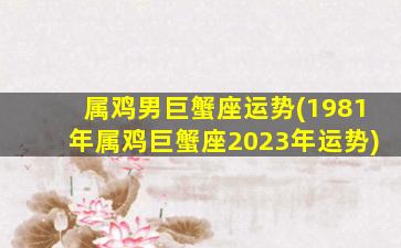 属鸡男巨蟹座运势(1981年属鸡巨蟹座2023年运势)