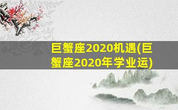 巨蟹座2020机遇(巨蟹座2020年学业运)