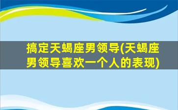 搞定天蝎座男领导(天蝎座男领导喜欢一个人的表现)