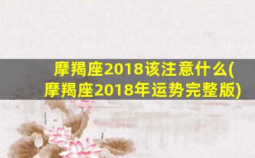 摩羯座2018该注意什么(摩羯座2018年运势完整版)