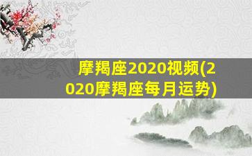 摩羯座2020视频(2020摩羯座每月运势)