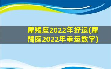 摩羯座2022年好运(摩羯座2022年幸运数字)