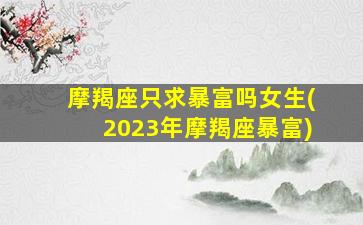 摩羯座只求暴富吗女生(2023年摩羯座暴富)